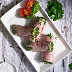 Рулетики из ветчины с крабовой начинкой вес