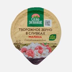 Продукт твор Село зеленое Творожное зерно в сливках Малина 5% 130г
