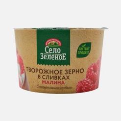 Продукт твор Село зеленое Творожное зерно в сливках Малина 5% 130г