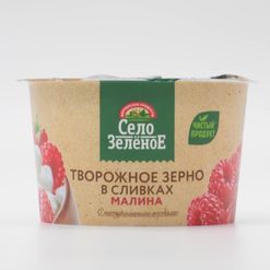 Продукт твор Село зеленое Творожное зерно в сливках Малина 5% 130г