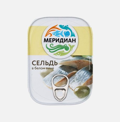 Сельдь Меридиан атлантическая ф/к в белом вине ж/б 115г