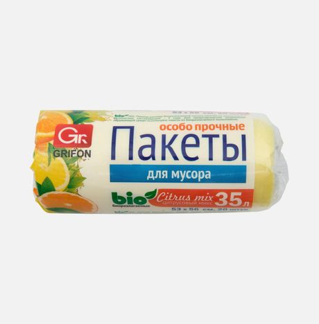 Пакеты Грифон БИО д/мусора Цит микс 35л 20шт в рул 53х56см 12мкм ПНД