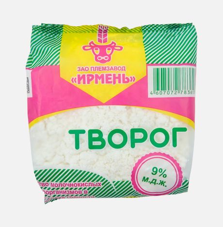 Творог Ирмень 9% пл/пак 500г 