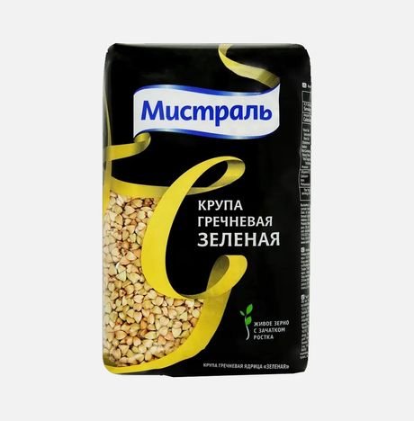 Крупа Мистраль Гречневая зеленая пл/уп 450г