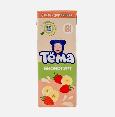 Биойогурт Тёма Банан/Земляника детский с 8мес 2.8% т/б 210г