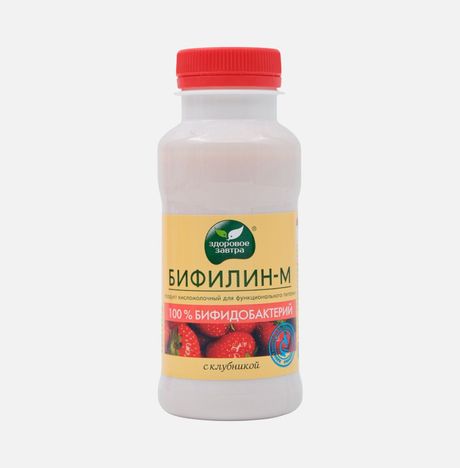 Биопродукт к/м Здоровое завтра Бифилин-М Клубника 3.2% пл/б 200г