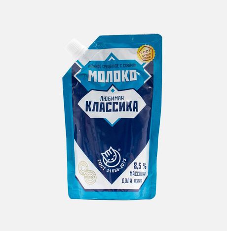 Молоко сгущ Любимая классика цельное с сахаром 8.5% дой/пак 270г