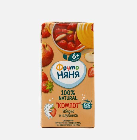 Напиток ФрутоНяня Компот яблочно-клубничный т/п 0,2л