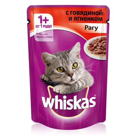 Корм Вискас Рагу Говядина/Ягненок от 1года пауч 85г