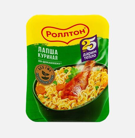 Лапша Роллтон яичная Куриная по-домашнему пл/чаш 90г