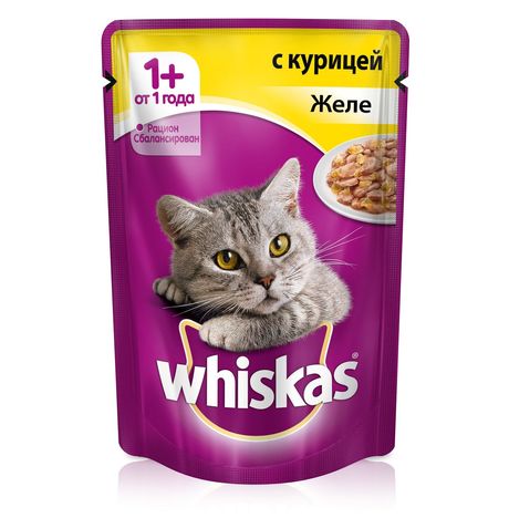 Корм Вискас Желе с курицей от 1года пауч 85г