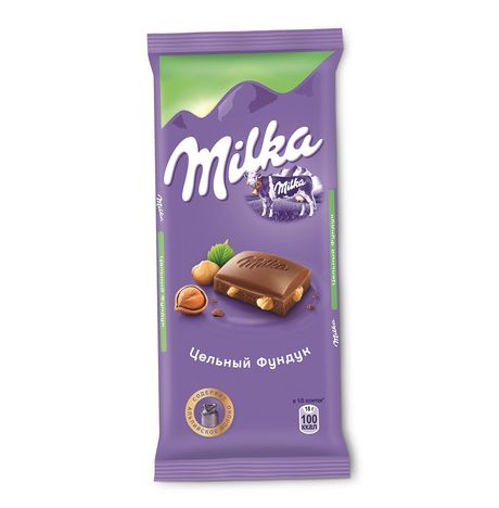 Шоколад Милка молочный с цельным фундуком 90г