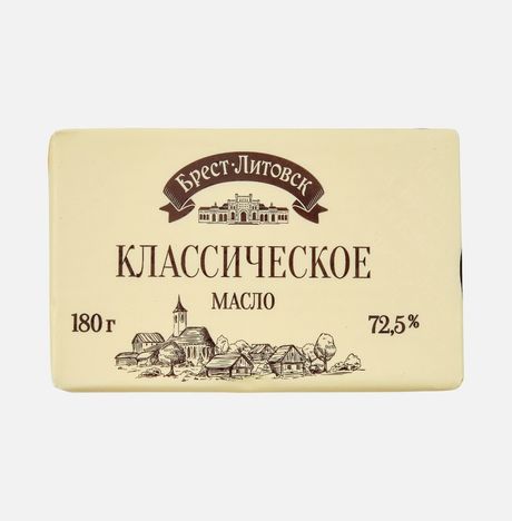 Масло Брест-Литовск сладко-слив/несолен в/с 72.5% 180г
