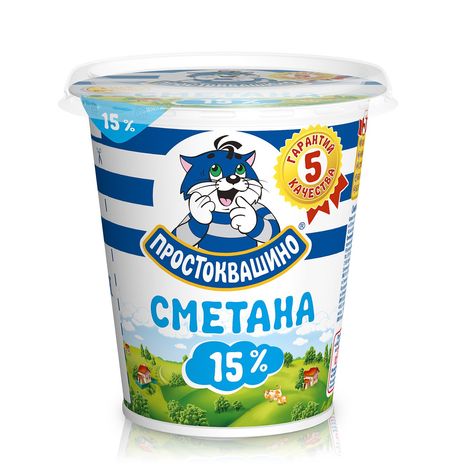 Сметана Простоквашино 15% пл/ст 315г
