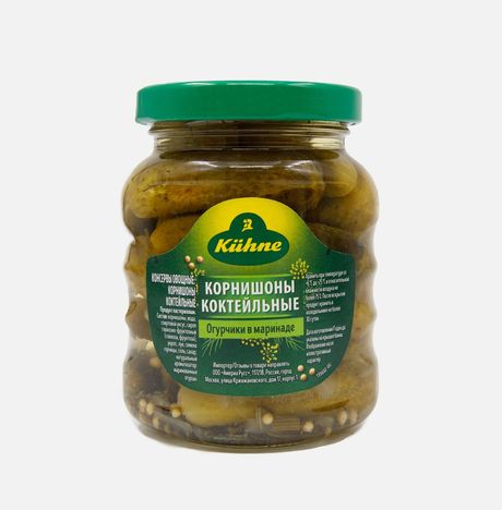 Корнишоны Кюне коктейльные в маринаде ст/б 180г