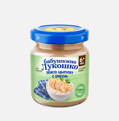 Пюре Бабушкино лукошко Мясо цыплят с рисом с 6мес ст/б 100г