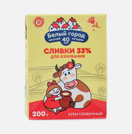 Продукт сливоч Белый город Сливки д/взбивания ультр 33% 200г