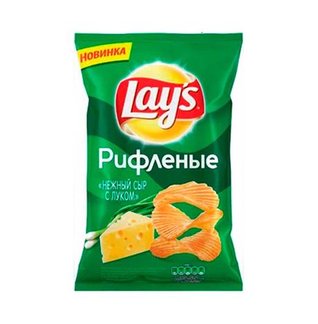Чипсы Лэйс Рифленые со вкусом Нежный сыр с луком пл/пак 150г