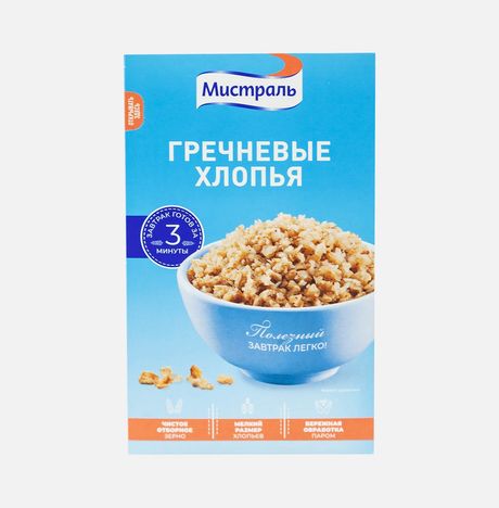 Хлопья Мистраль гречневые к/к 400г