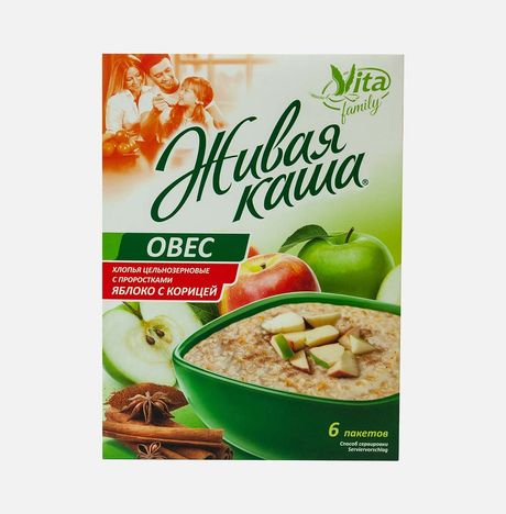 Хлопья Вита Живая каша Овес Яблоко с корицей к/к 6*35г