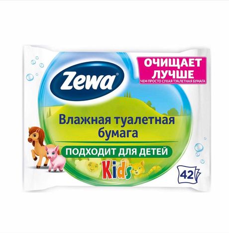 Бумага туалетная Зева Кидс влажная детская 42шт