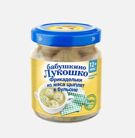 Фрикадельки Бабушкино Лукошко из мяса цыплят в бульоне ст/б 100г