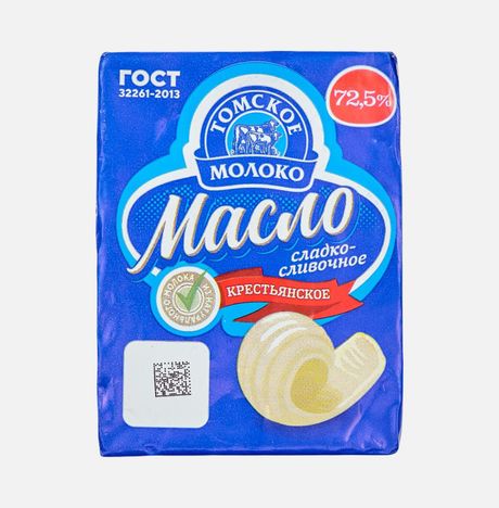 Масло Томск молоко Крестьянск сладко-слив/несол 72.5% фольга 180г