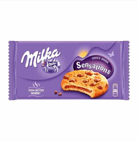 Печенье Милка Сенсейшнс с начинкой и кусочками молоч шок пл/уп 156г