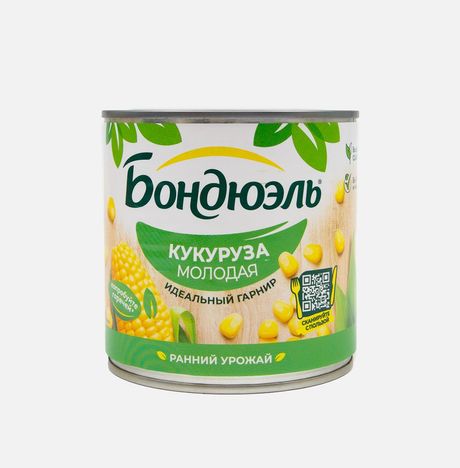 Кукуруза Бондюэль молодая сладкая ж/б/кл 425мл/340г