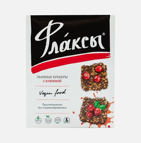 Крекеры Компас здоровья Флаксы льняные с клюквой веган 120г
