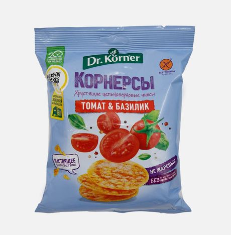 Чипсы Др Корнер Корнерсы кукурузно- рисовые с томатом/базиликом 50г