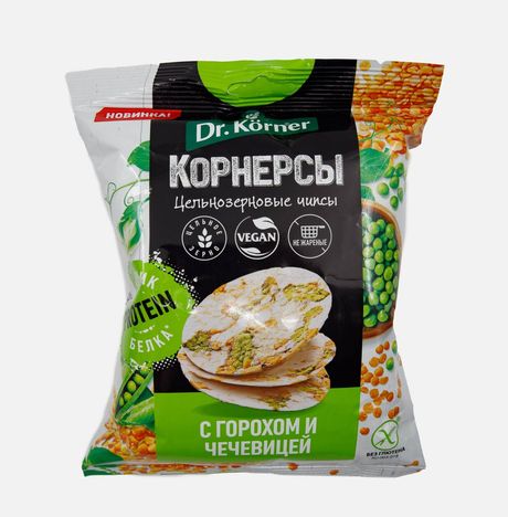 Чипсы Др Корнер Корнерсы кукурузно- рисовые с горошком/чечевицей 50г
