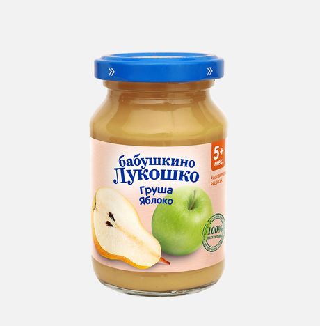 Пюре Бабушкино лукошко Яблоко/Груша с 5мес ст/б 190г