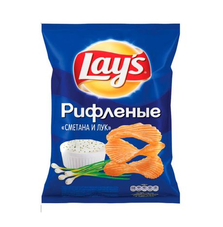 Чипсы Лэйс Рифленые Сметана и лук пл/уп 90г
