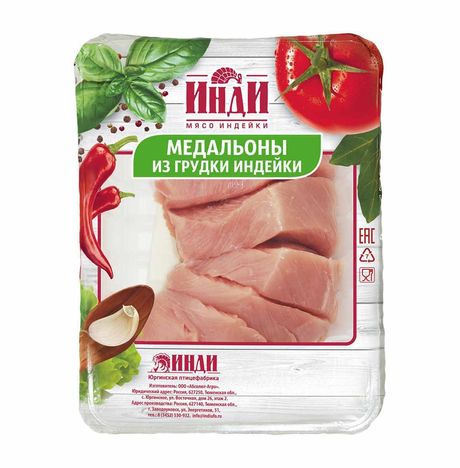 Медальоны Инди из грудки индейки охл м/а 500г