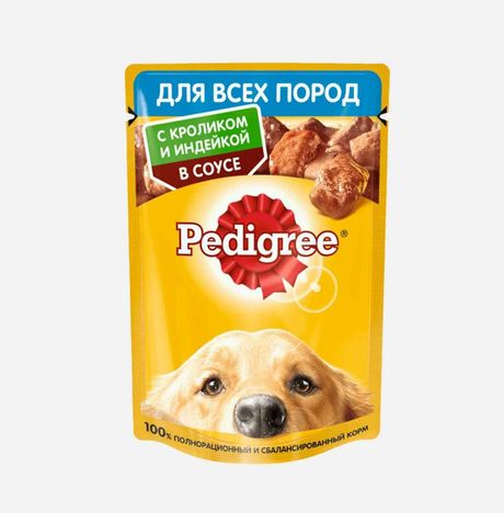 Корм Педигри д/взрослых собак Кролик/индейка в соусе пауч 85г