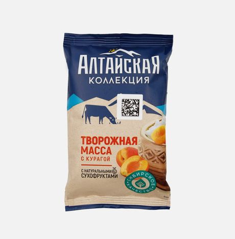 Масса творожная Алтайская коллекция с курагой 7.5% фольга 180г
