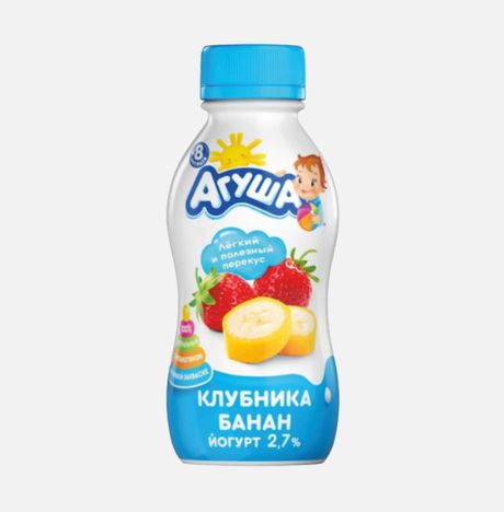 Йогурт Агуша Клубника/банан 2.7% с 8мес 180г