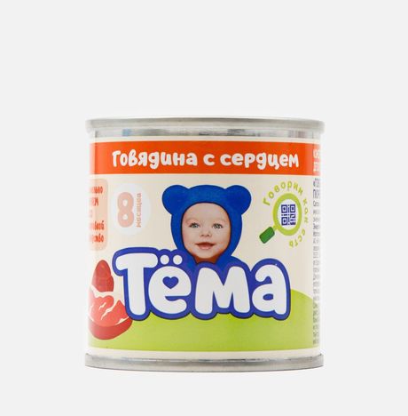 Пюре Тёма Говядина с сердцем с 8мес ж/б 90г