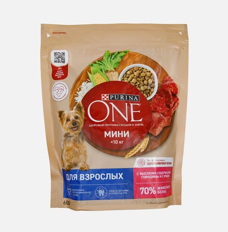 Корм Пурина Ван Мини д/взр собак с говядиной и рисом пл/уп 600г