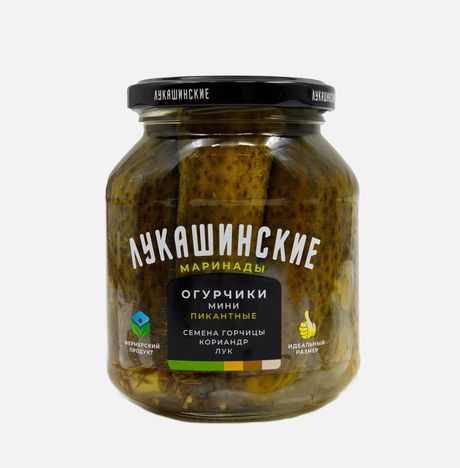Огурчики Лукашинские мини Пикантные маринованные ст/б 340г