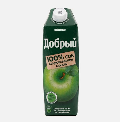 Сок Добрый яблочный 100% 1л