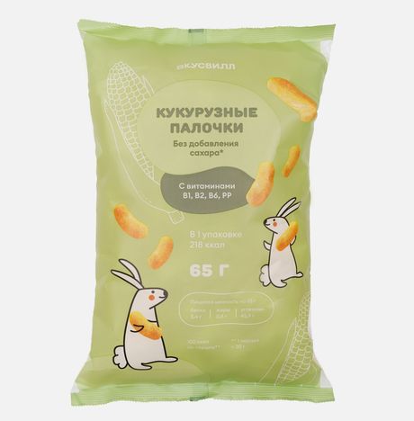 Палочки Вкусвилл кукурузные без сахара с витаминами 65г