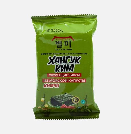Чипсы Хангук Ким Кимчи хрустящие из морской капусты 5г