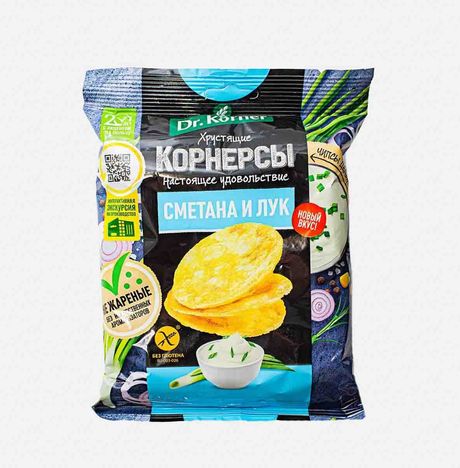 Чипсы Др Корнер Корнерсы кукурузно- рисовые сметана и лук 50г