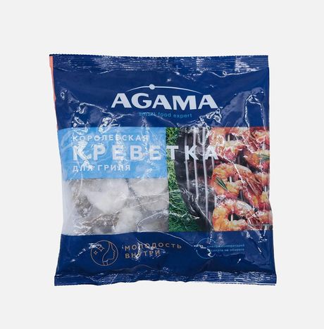 Креветки Агама Королевская креветка для гриля очищ с хвостиком с/м 400г