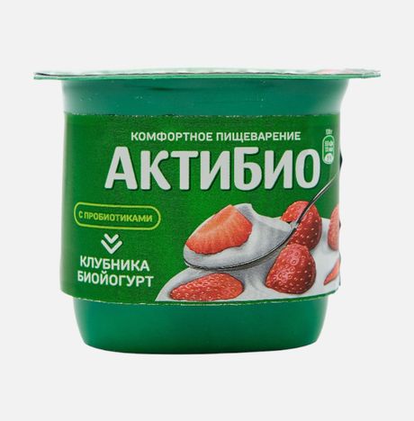 Биойогурт АктиБио Клубника обогащенный 2.9% пл/ст 130г