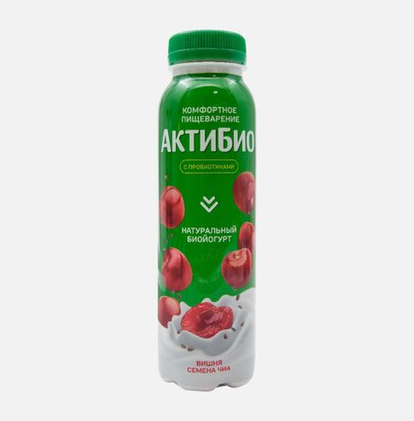 Биойогурт АктиБио Вишня/Семена чиа обогащенный 1.5% пл/б 260г