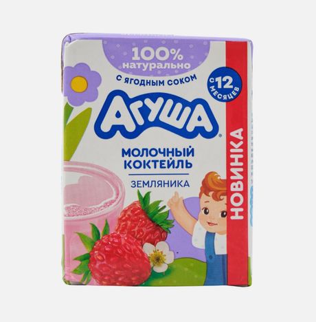 Коктейль Агуша Земляника молочный 2% с 12мес 190мл/197г