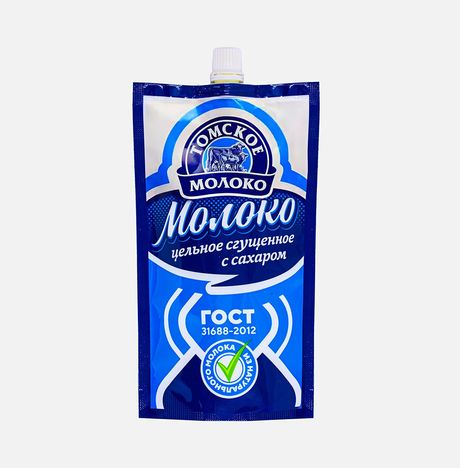 Молоко сгущ Томское молоко цельное с сахаром ГОСТ 8.5% дой/пак 270г